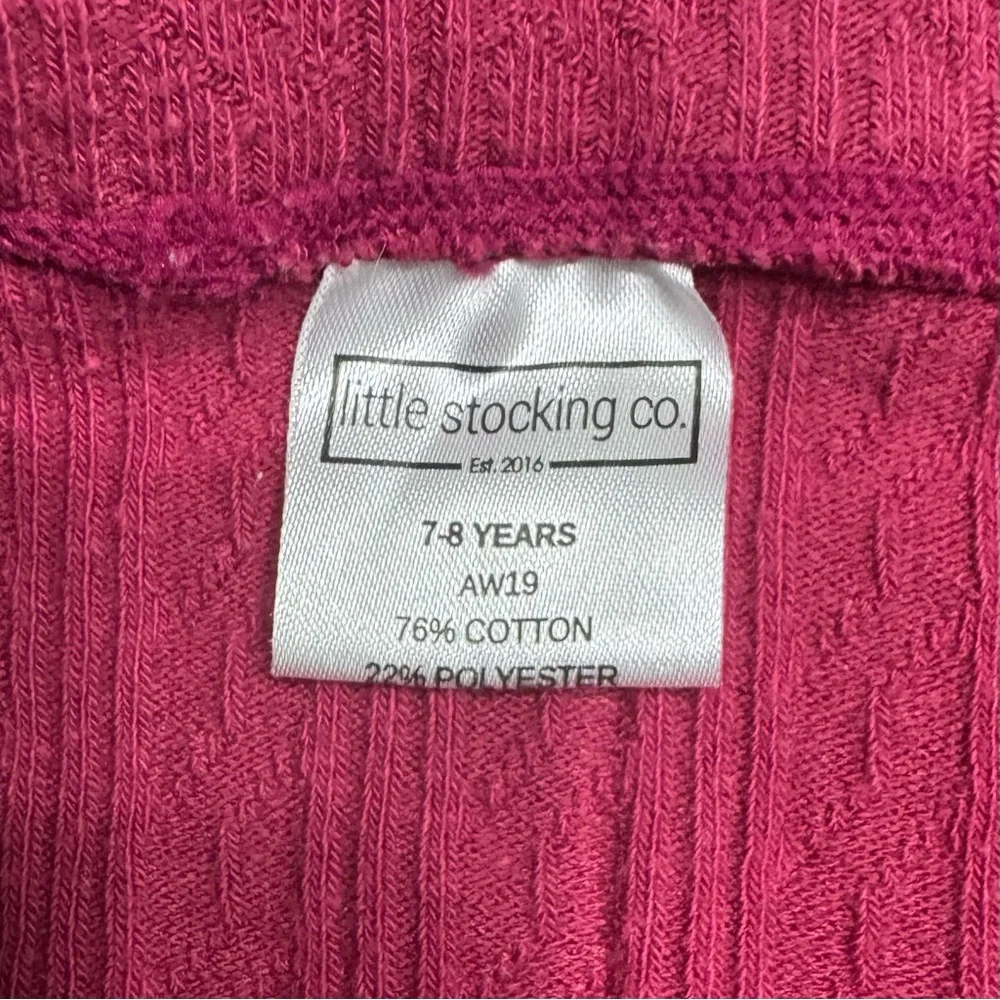 2/$10 Little Stocking Company Cable Knit Tights Raspberry 7-8Y